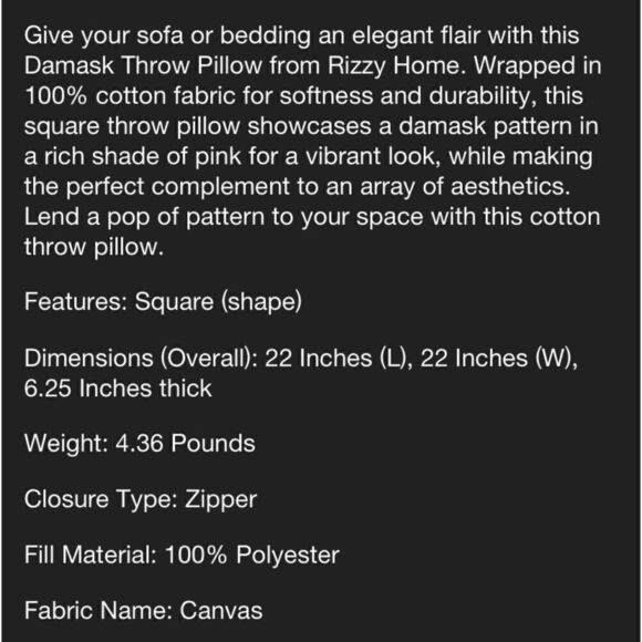 Rizzy Home for Target Damask Design Oversized Throw Pillow - Picture 5 of 6